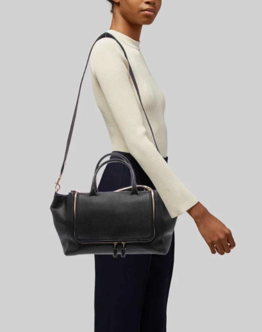 Anya Hindmarch Leather Top Handle Bag Black Zip Around Tassles